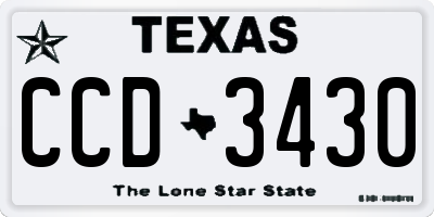 TX license plate CCD3430