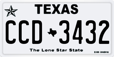TX license plate CCD3432