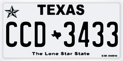 TX license plate CCD3433