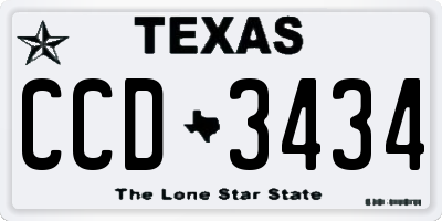 TX license plate CCD3434