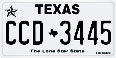 TX license plate CCD3445