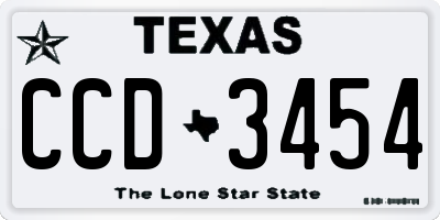 TX license plate CCD3454