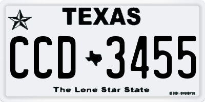 TX license plate CCD3455