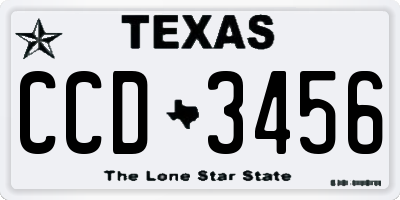 TX license plate CCD3456