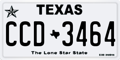 TX license plate CCD3464