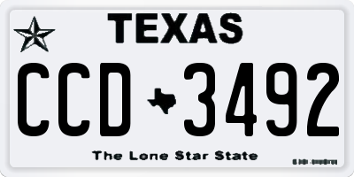 TX license plate CCD3492