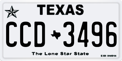 TX license plate CCD3496