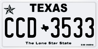 TX license plate CCD3533
