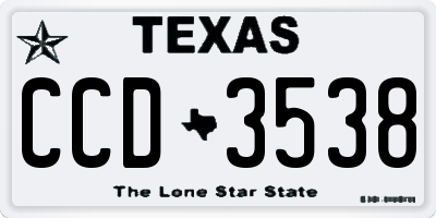 TX license plate CCD3538