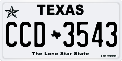 TX license plate CCD3543