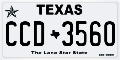 TX license plate CCD3560