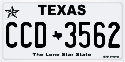 TX license plate CCD3562