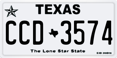 TX license plate CCD3574