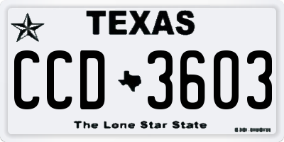 TX license plate CCD3603
