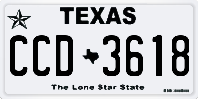 TX license plate CCD3618