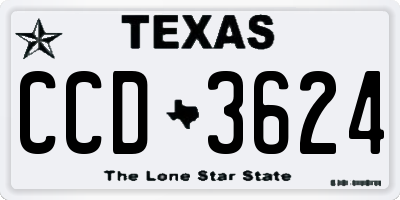 TX license plate CCD3624