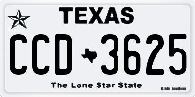 TX license plate CCD3625