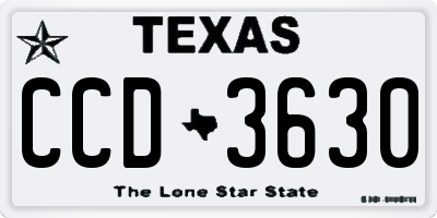 TX license plate CCD3630