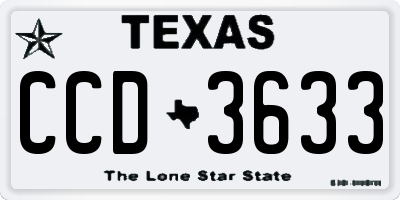 TX license plate CCD3633