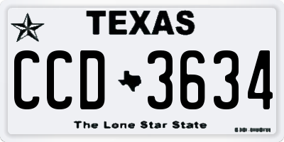 TX license plate CCD3634