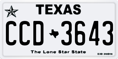TX license plate CCD3643