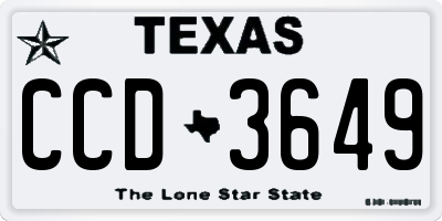 TX license plate CCD3649