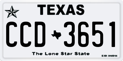 TX license plate CCD3651