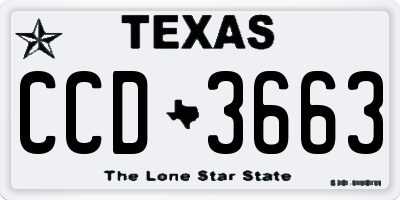 TX license plate CCD3663