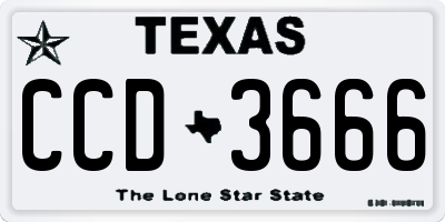 TX license plate CCD3666
