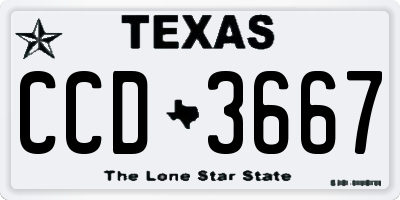 TX license plate CCD3667