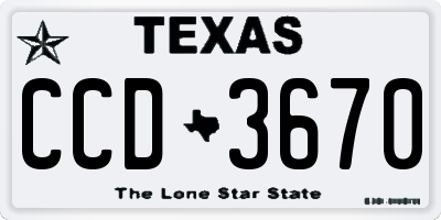 TX license plate CCD3670