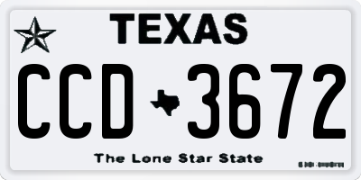 TX license plate CCD3672