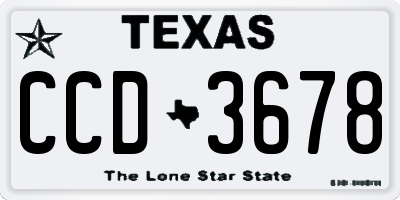 TX license plate CCD3678