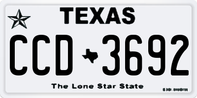 TX license plate CCD3692