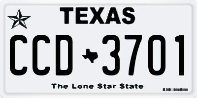 TX license plate CCD3701