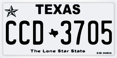 TX license plate CCD3705
