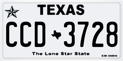 TX license plate CCD3728