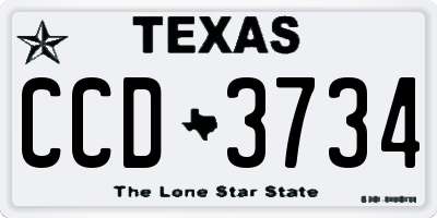 TX license plate CCD3734
