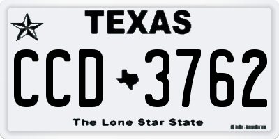 TX license plate CCD3762