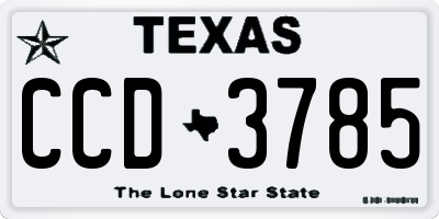 TX license plate CCD3785