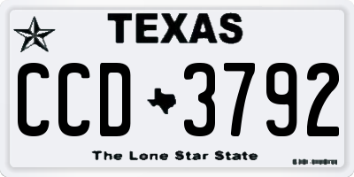 TX license plate CCD3792