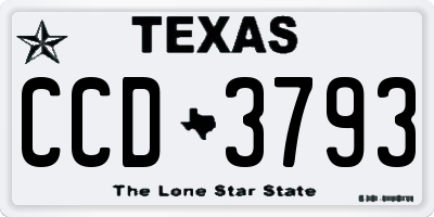 TX license plate CCD3793