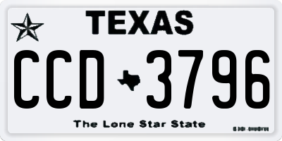 TX license plate CCD3796