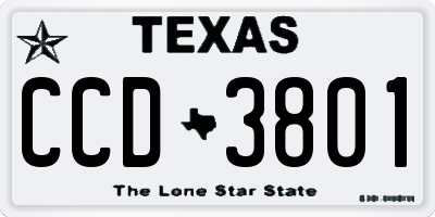 TX license plate CCD3801