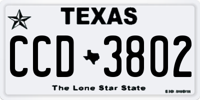 TX license plate CCD3802