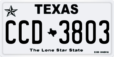 TX license plate CCD3803