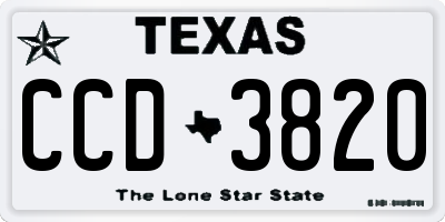 TX license plate CCD3820