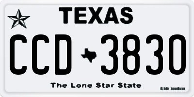 TX license plate CCD3830