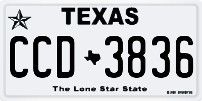 TX license plate CCD3836