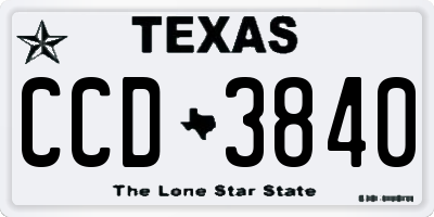 TX license plate CCD3840